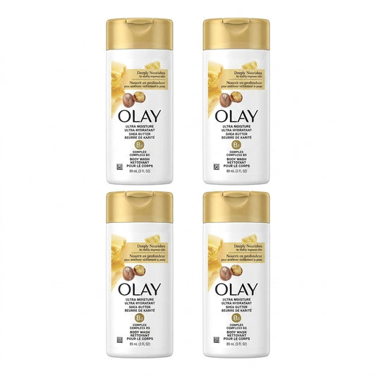 4 Pack Olay Ultra Moisture Body Wash Travel Size 3 oz Shea Butter B3 Complex