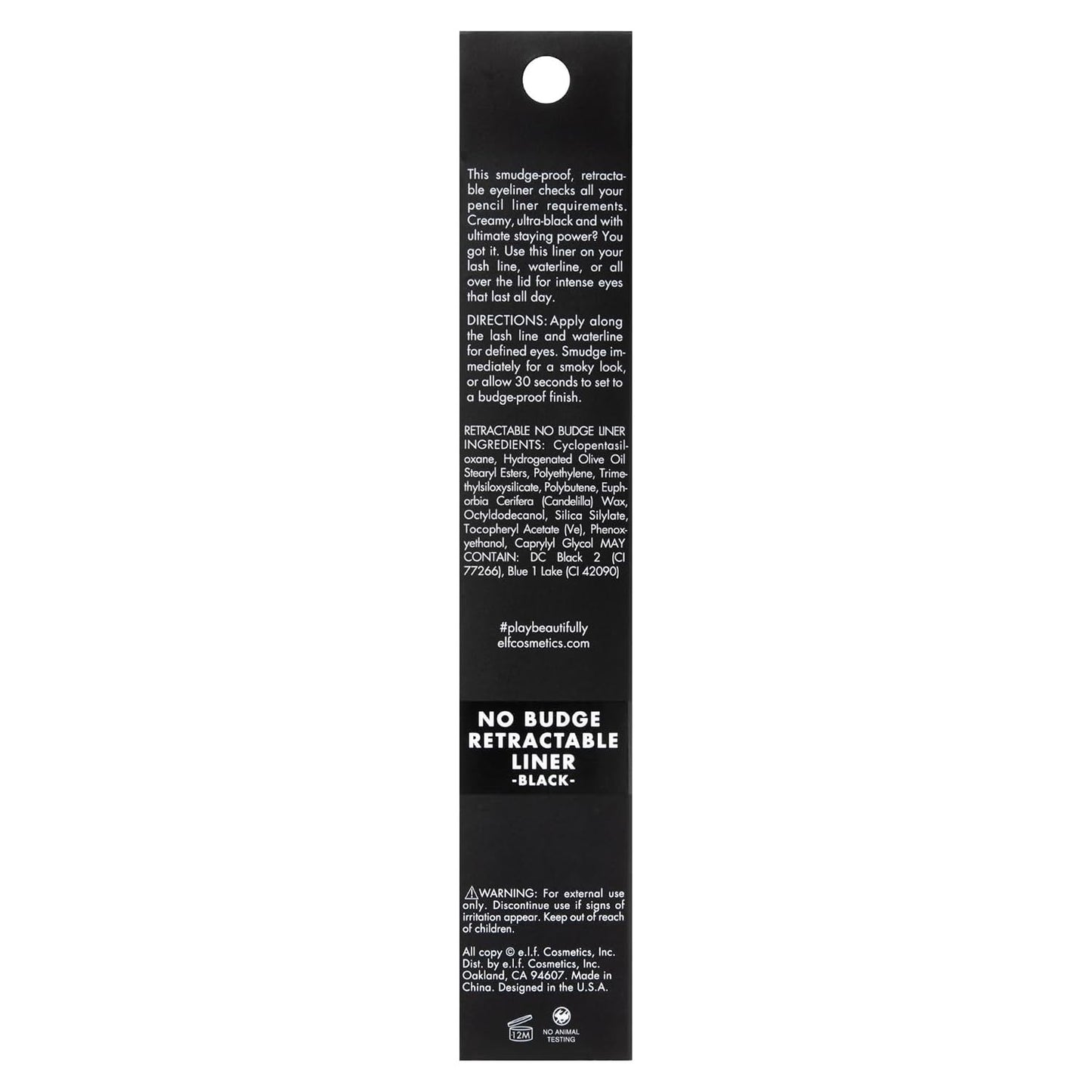 e.l.f. No Budge Retractable Eyeliner, Creamy, Ultra-Pigmented & Waterproof Black