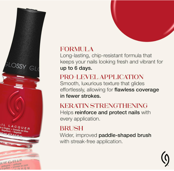 China Glaze CG Nail Lacquer Cozy Crimson – Cherry Red Nail Polish Quick Dry, Chi