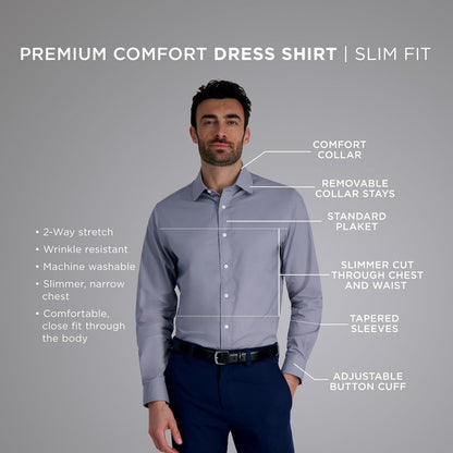 Haggar Mens Haggar Men's Premium Comfort Slim Fit Wrinkle Resistant Dress Shirt 17-17.5 34-35