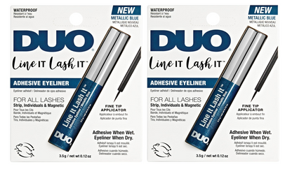 2 Pack DUO Line It Lash It 2-in-1 Adhesive Eyeliner Metallic Blue Waterproof