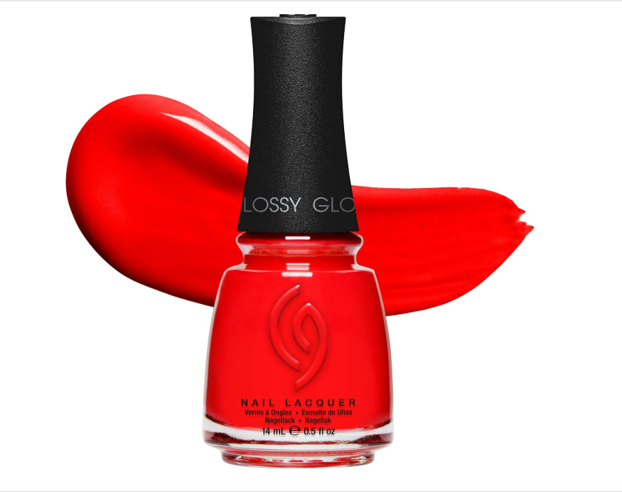 China Glaze CG Nail Lacquer Flame Boyant Bright Red Nail Polish Quick Dry Chip Resistant Glossy Finish for Salon DIY Manicure 0 5 fl oz