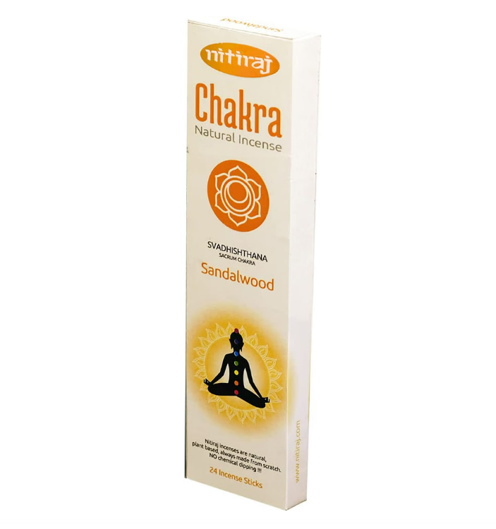 Natural Chakras Incense Sticks Slow Burning 1hr. 2 Pack (Sacrum Chakra (Sandalwo