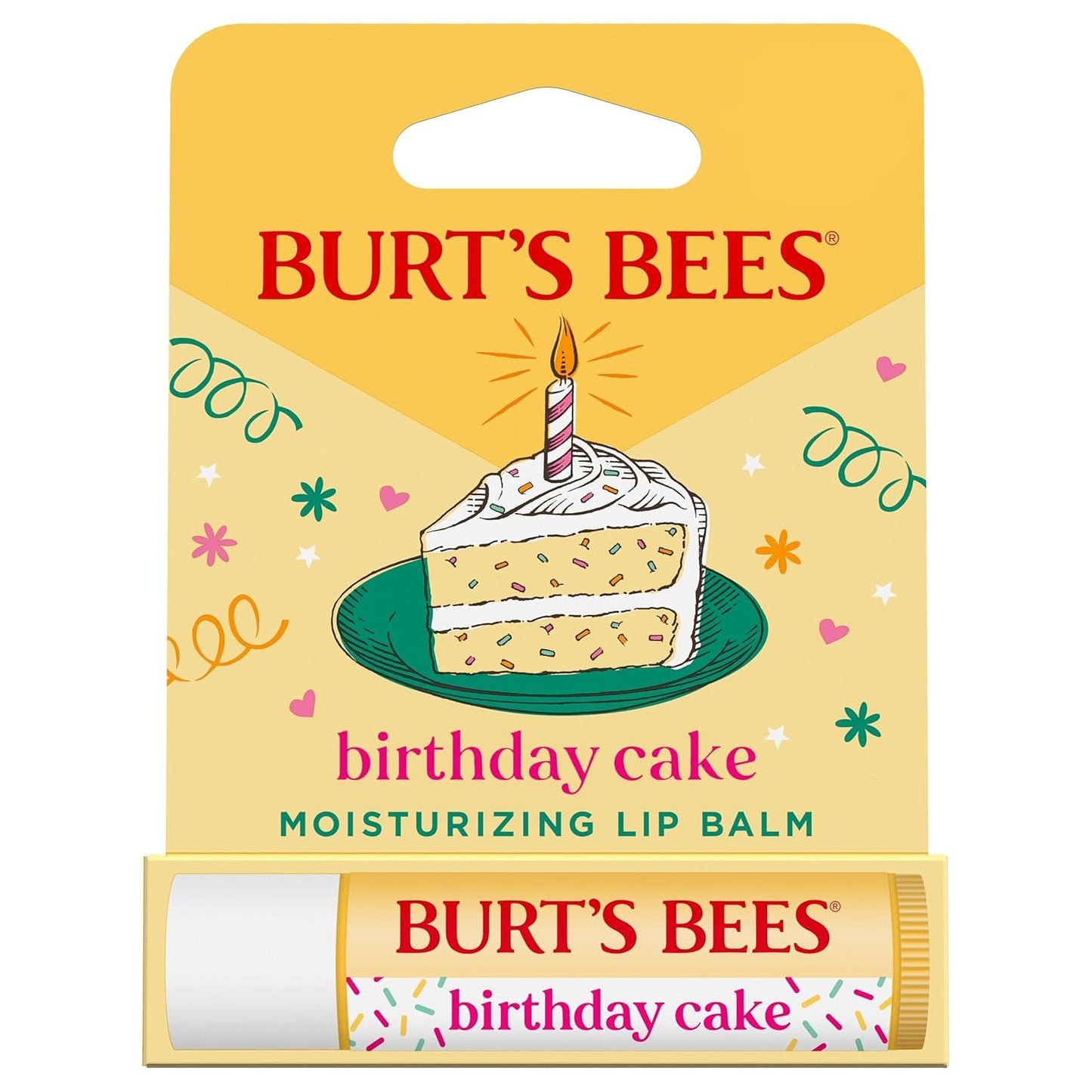 Burt's Bees Birthday Cake Lip Balm, Tint-Free, Natural Origin Lip Care, 1 Tube