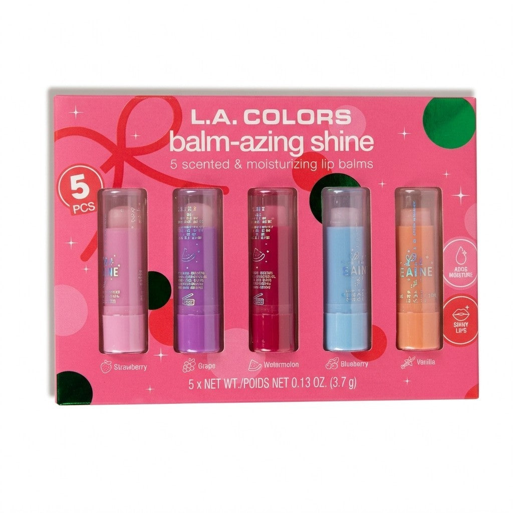 LA Colors Balm-Azing 5pc Lip Balm Set Scented Moisturizing Shine Gloss 0.13oz