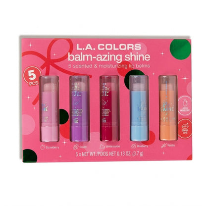 LA Colors Balm-Azing 5pc Lip Balm Set Scented Moisturizing Shine Gloss 0.13oz