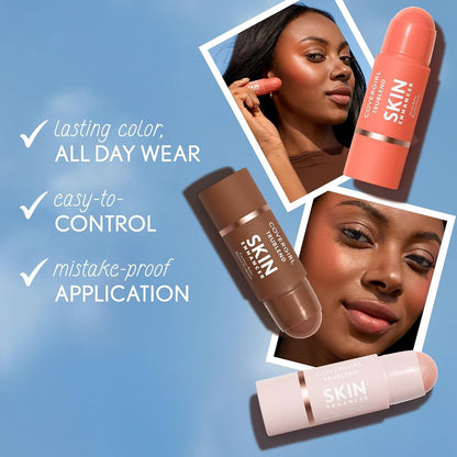 CoverGirl Trublend Skin Enhancer Blush Balm Stick, 210 Radiant Peach, Vegan Form