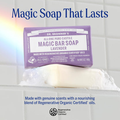 2 Pack Dr. Bronner's Magic Bar Soap Lavender Pure-Castile 5oz Organic Vegan