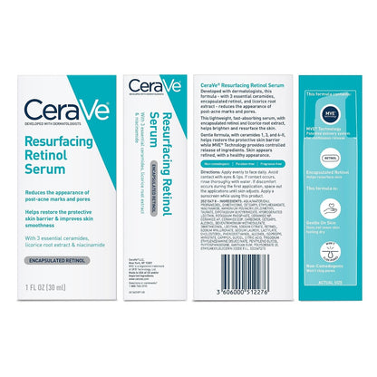 CeraVe Resurfacing Retinol Face Serum with Niacinamide, Pore Minimizer, 1oz