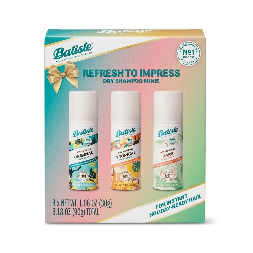 Batiste Dry Shampoo Minis Variety Pack – Original, Tropical & Bare Scents, 1.06 oz Each, 3 Count Travel Size