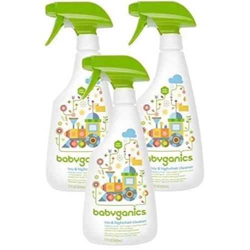 Babyganics Toy & Highchair Cleaner, Pack of 3, Fragrance-Free Multipurpose Household Cleaning Spray for Kids Toys, High Chair, and More, Child Safe, 17oz Spray Bottles