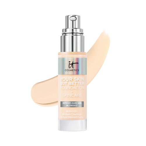 IT Cosmetics Your Skin But Better Foundation + Skincare, Tan Warm 43 - Hydrating Coverage - Minimizes Pores & Imperfections, Natural Radiant Finish - With Hyaluronic Acid - 1.0 fl oz