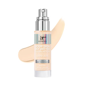 IT Cosmetics Your Skin But Better Foundation + Skincare, Tan Warm 43 - Hydrating Coverage - Minimizes Pores & Imperfections, Natural Radiant Finish - With Hyaluronic Acid - 1.0 fl oz