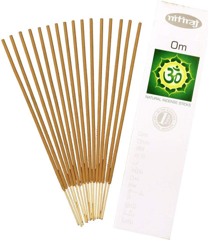 Nitiraj Platinum Natural Incense Sticks Slow Burning 1hr. 2Pack Om