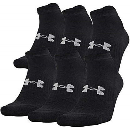 Under Armour Adult Training Cotton No Show Socks, Multipairs , Black (6-Pairs) , X-Large