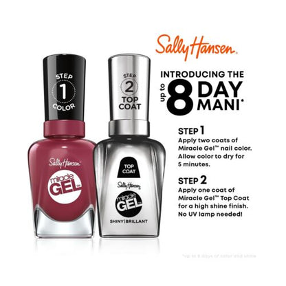 Sally Hansen Miracle Gel Nail Color, Terra - Coppa, 0.5 oz, At Home Gel Nail Polish, Gel Nail Polish, No UV Lamp Needed, Long Lasting, Chip Resistant