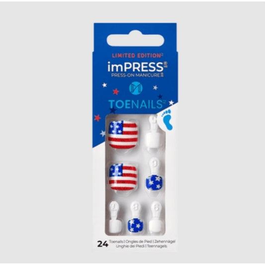 KISS imPRESS Limited Edition Square Press-On Toenails, Fly Nails, 24 Pieces
