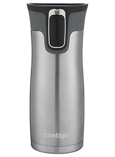 Contigo AUTOSEAL West Loop Vacuum-Insulated Stainless Steel Travel Mugs with Easy-Clean Lid, 16oz., Grapevine & Stainless Steel, 2 Pack