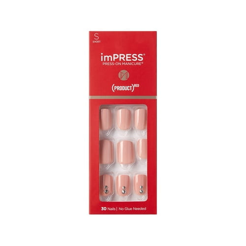 KISS imPRESS Press-On Nails, Red, 30 Count