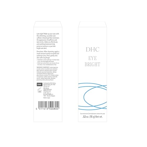 DHC Eye Bright Lightweight Eye Gel Minimizes Dark Circles and Puffy Eyes Absorbs quickly Daytime and Nighttime Use Ideal for All Skin Types, Clear, 0.52 Fl Ounce