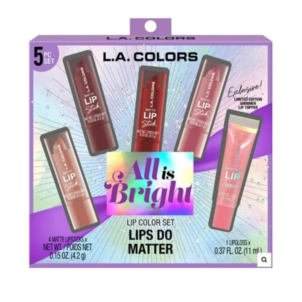 L.A. COLORS 5pc All Is Bright Lip Color Set, Lips Do Matter