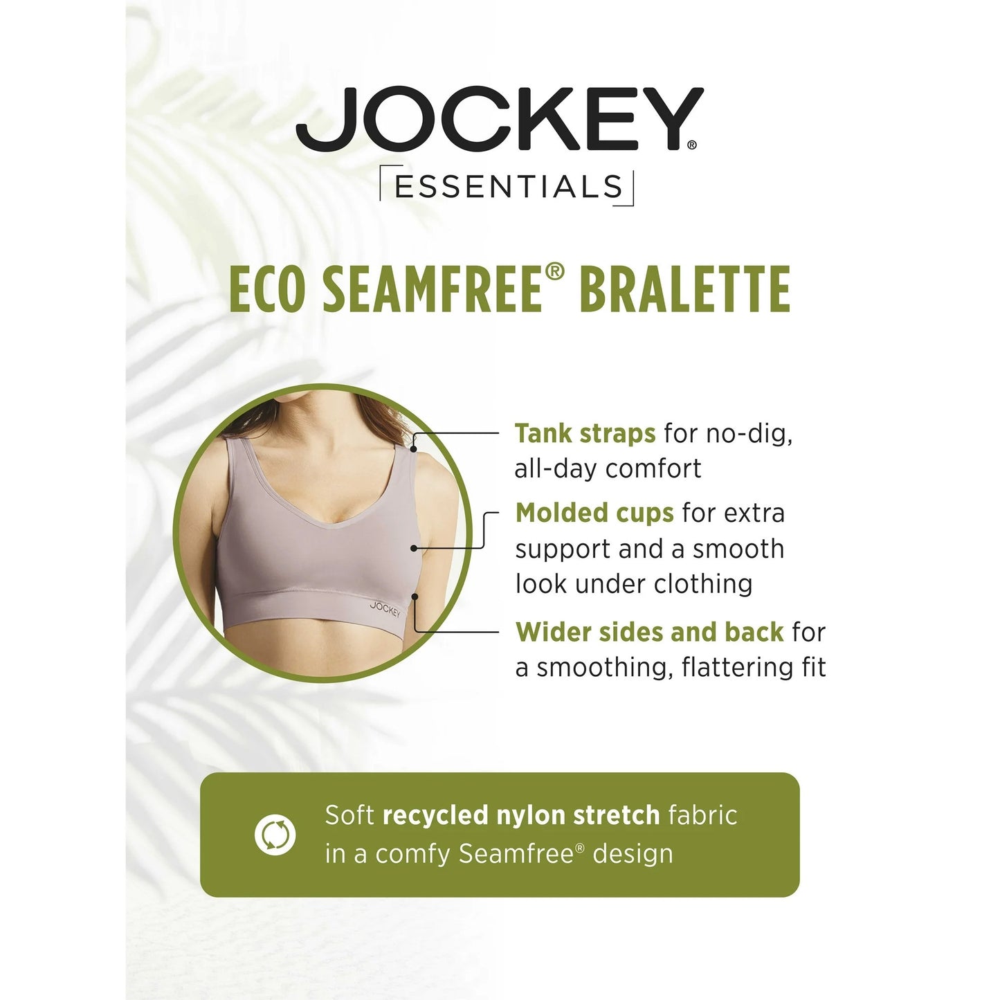 Jockey Essentials Women's Eco Seamfree Back Smoothing Bralette, Light Pink Small