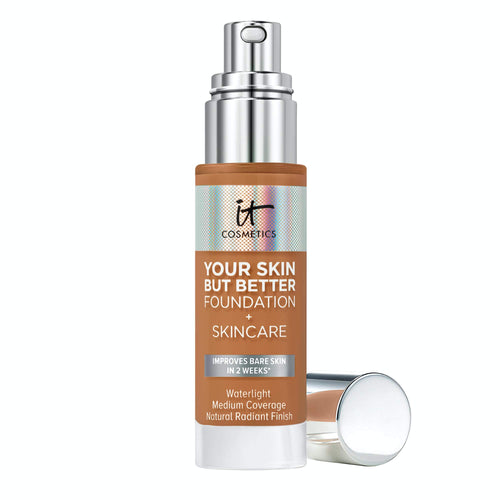 IT Cosmetics Your Skin But Better Foundation + Skincare, Tan Warm 44 - Hydrating Coverage - Minimizes Pores & Imperfections, Natural Radiant Finish - With Hyaluronic Acid - 1.0 fl oz