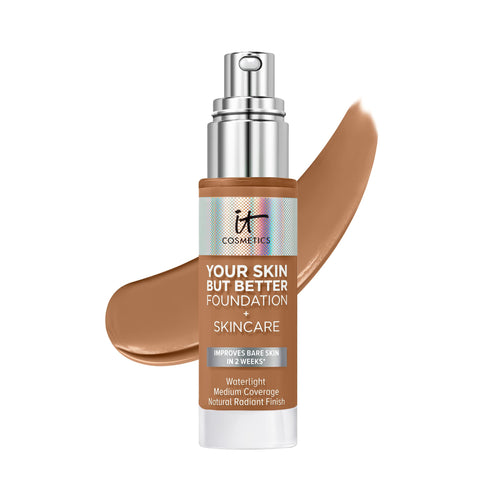 IT Cosmetics Your Skin But Better Foundation + Skincare, Rich Cool 50 - Hydrating Coverage - Minimizes Pores & Imperfections, Natural Radiant Finish - With Hyaluronic Acid - 1.0 fl oz
