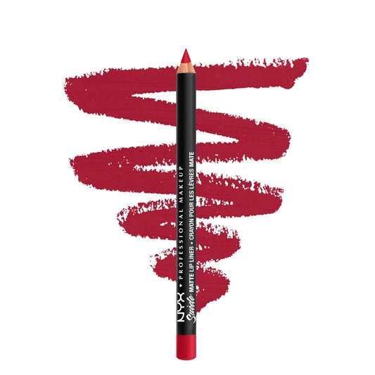 NYX PROFESSIONAL MAKEUP Suede Matte Lip Liner, Velvety-Smooth, Long-Lasting Formula For A Defined Lip Makeup Look - Spicy (Red)