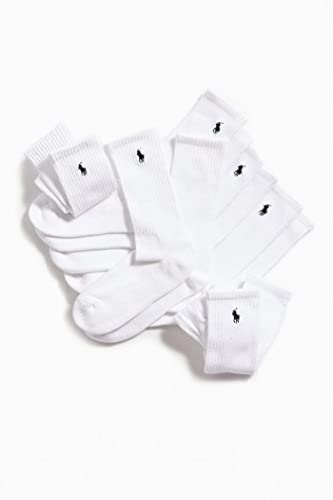 Polo Ralph Lauren Men's Classic Ribbed Crew Socks - 6 Pack (White)