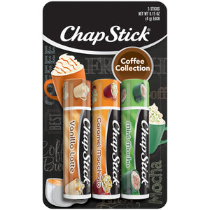 ChapStick Coffee Collection, Coffee Flavored Lip Balm, Pack of 3 Tubes 0.15 Oz