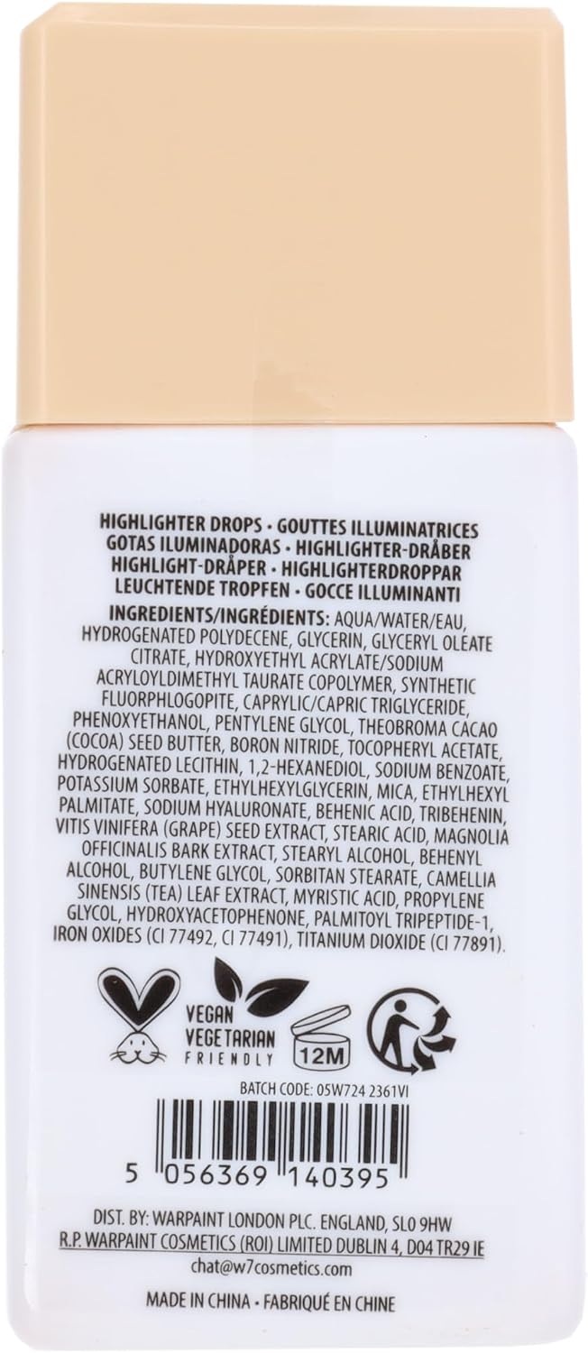 W7 Dewy Glow Radiant Highlighter Drops 30ml Liquid Face Illuminator Glow Makeup