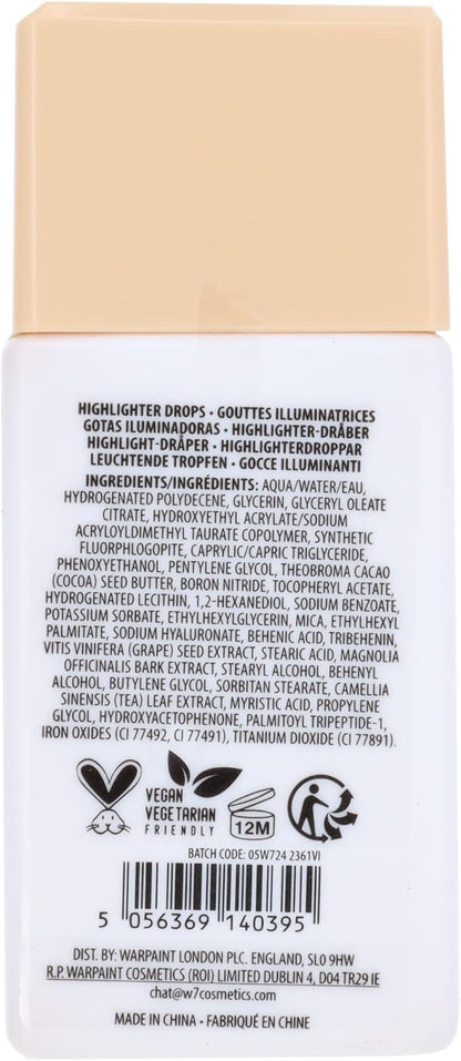 W7 Dewy Glow Radiant Highlighter Drops 30ml Liquid Face Illuminator Glow Makeup