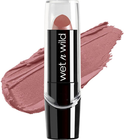 wet n wild Silk Finish Lipstick, Hydrating Rich Buildable Lip Color, Formulated with Vitamins A,E, & Macadamia for Ultimate Hydration, Cruelty-Free & Vegan - Dark Pink Frost