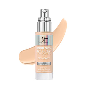 IT Cosmetics Your Skin But Better Foundation + Skincare, Light Cool 20 - Hydrating Coverage - Minimizes Pores & Imperfections, Natural Radiant Finish - With Hyaluronic Acid - 1.0 fl oz