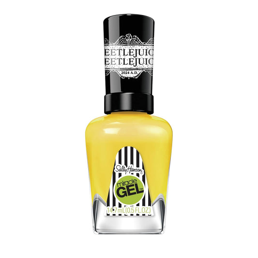 Sally Hansen Miracle Gel Beetlejuice Salon Quality Nail Polish | Gel-Like Formula, Two-Step System, No UV Light Needed, Long Lasting | Opaque | 932 Hello My Name Is Bob | Bright Yellow Nail Color