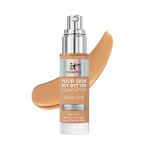 IT Cosmetics Your Skin But Better Foundation + Skincare, Tan Warm 41 - Hydrating Coverage - Minimizes Pores & Imperfections, Natural Radiant Finish - With Hyaluronic Acid - 1.0 fl oz