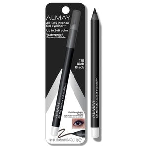 Gel Eyeliner by Almay, Waterproof, Fade-Proof Eye Makeup, Easy-to-Sharpen Liner Pencil, 110 Rich Black, 0.045 Oz