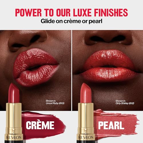 Revlon Lipstick, Super Lustrous Lipstick, Creamy Formula For Soft, Fuller-Looking Lips, Moisturized Feel in Berries, Bombshell Red (046) 0.15 oz