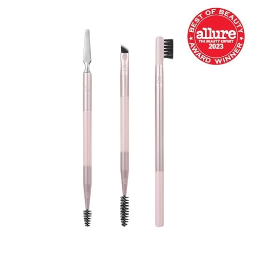 Real Techniques Brow Styling Set, For Lifting Brows, Fill & Style, Dual-ended Makeup Brushes, Full Kit for Eyebrows, Get Full, Laminated, or Natural Brows, Multiuse Tools, 3 Piece Set