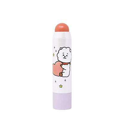 The Crème Shop BT21 Lip + Cheek Chic Stick | Tinted Essence Stick (Enriched with Hyaluronic Acid & Vitamin E) - Peach Fluff (RJ)