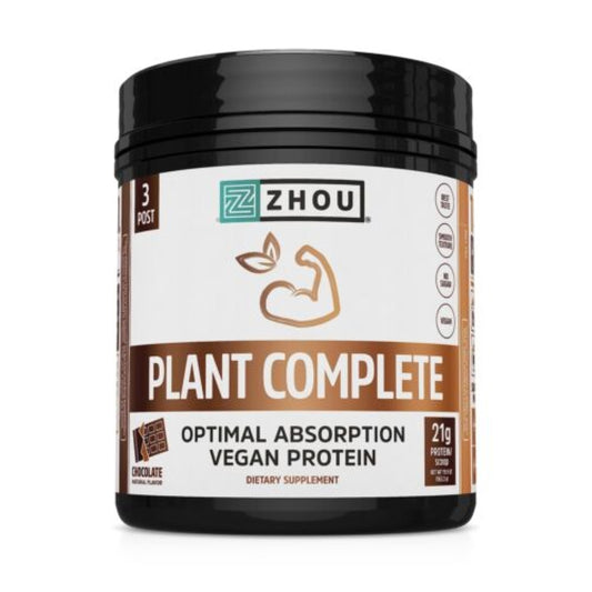 Zhou Nutrition Plant Complete Chocolate Protein | Easy to Digest | Muscle Recovery | 16 Servings