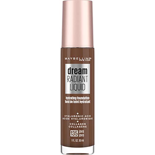 Maybelline Dream Radiant Liquid Medium Coverage Hydrating Makeup, Lightweight Liquid Foundation, Java, 1 Count