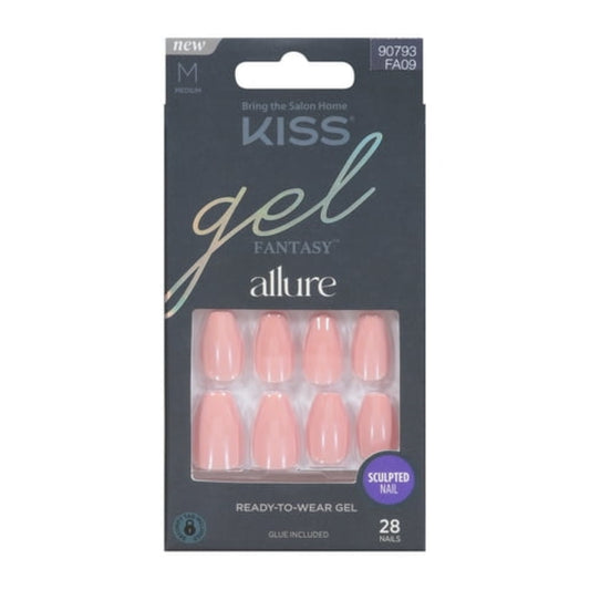 KISS Gel Fantasy Allure Glazed Donut Press-On Nails, Pink, Medium, Coffin Shape, 31 Ct.