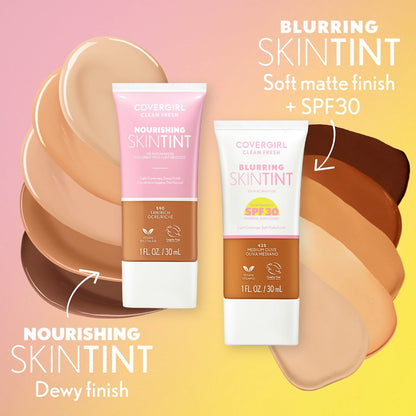 COVERGIRL Clean Fresh Nourishing Skin Tint, Dewy Finish, Tan/ Rich, 1 fl oz (Packaging May Vary)