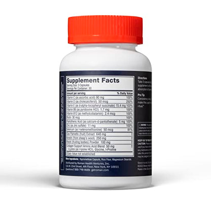 ROMAN Hair Support Supplement for Men | with Saw Palmetto, Zinc, and Biotin to Help Support and Nourish Hair | 30-Day Supply (90 Capsules)