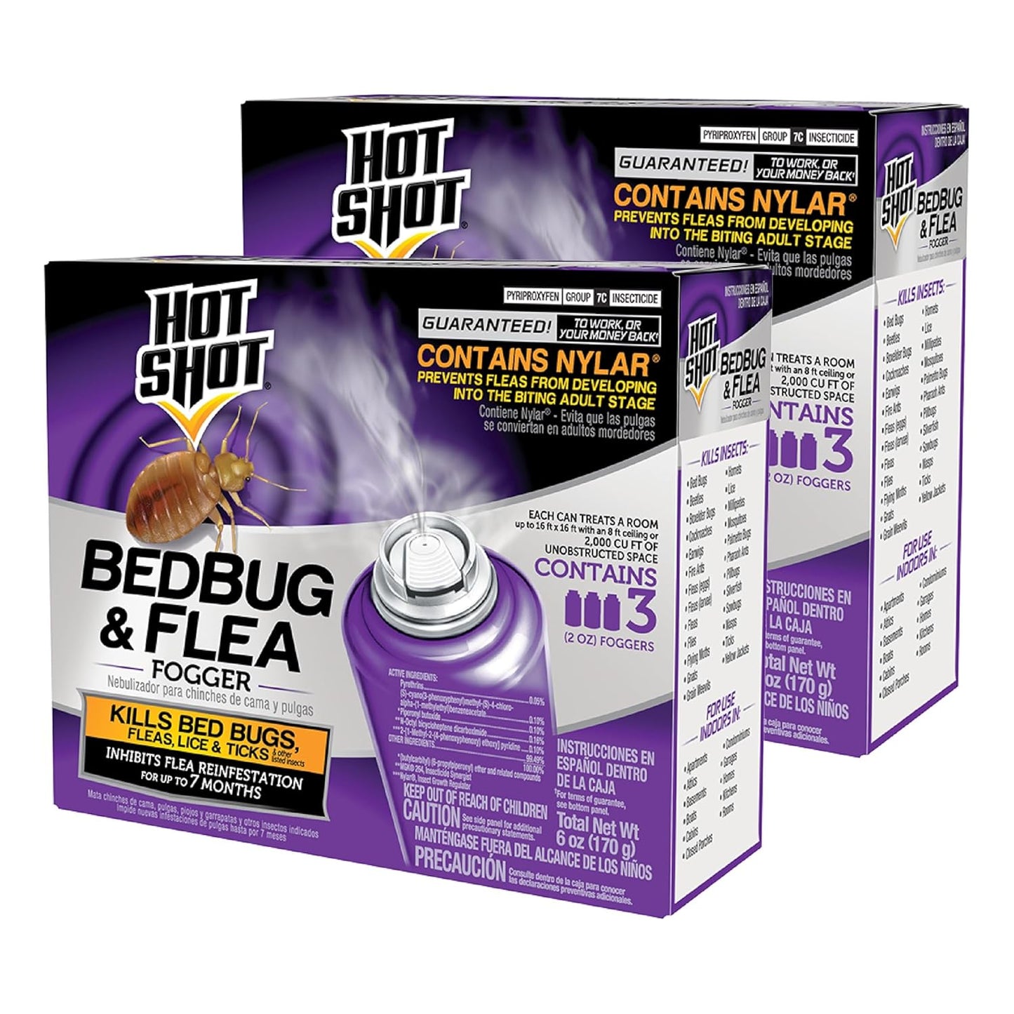 Hot Shot Bedbug and Flea Fogger with Nylar 3 Count-2 Ounce Cans