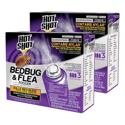 Hot Shot Bedbug and Flea Fogger with Nylar 3 Count-2 Ounce Cans