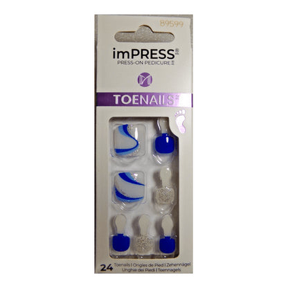 IMPRESS PEDICURE TOENAILS Blue & White Skydiver