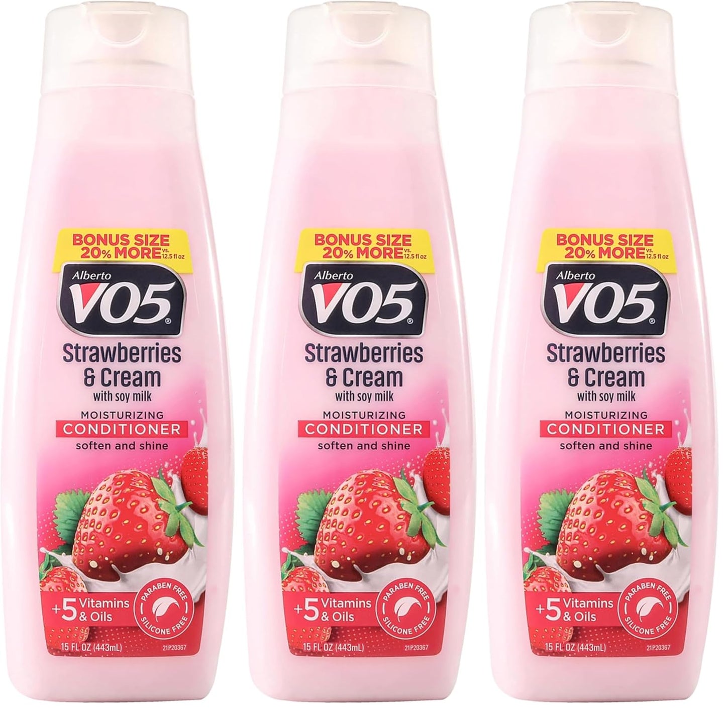 Alberto VO5 Strawberries & Cream Moisturizing Conditioner 15oz Pack of 3 Soy Milk